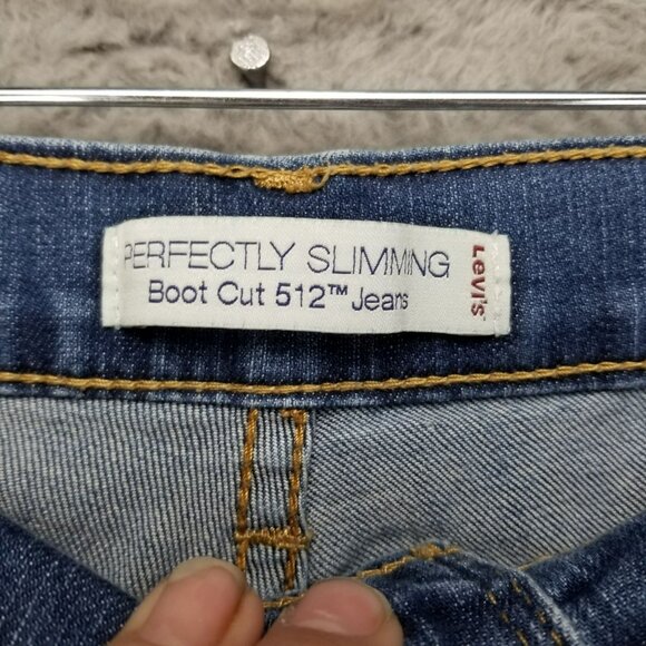 Levis Jeans Womens 16 Petite 512 Perfectly Slimming Bootcut Stretch Faded High - Picture 4 of 12